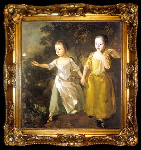 framed  Thomas Gainsborough The Painter Daughters Chasing a Butterfly, ta009-2